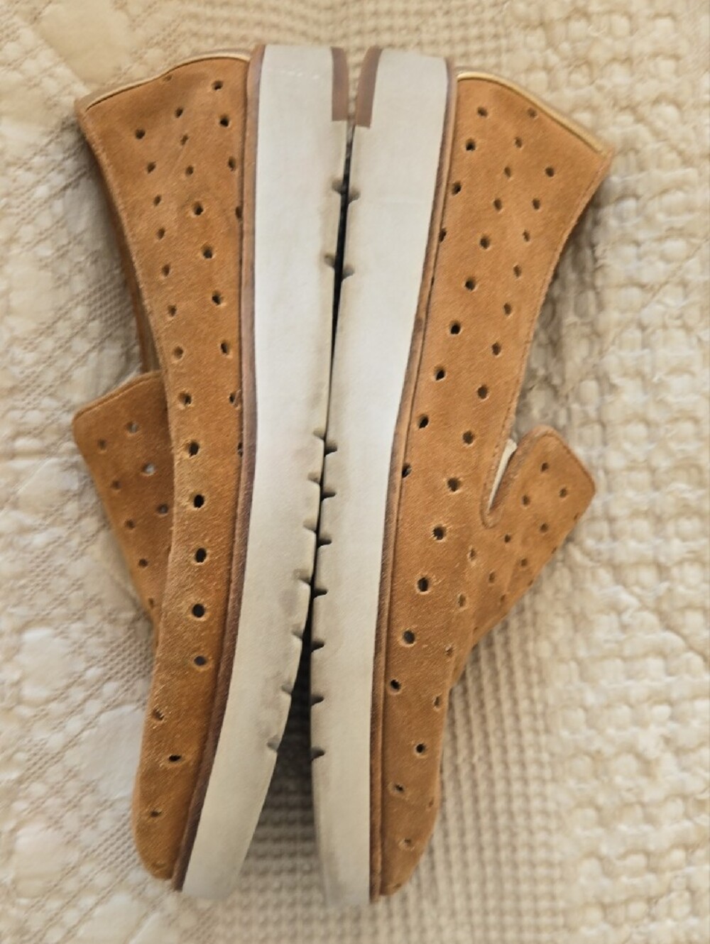 Johnston & Murphy Tan Suede Perforated Slip-On Loafers Normcore Minimalist 8M - Picture 8 of 9